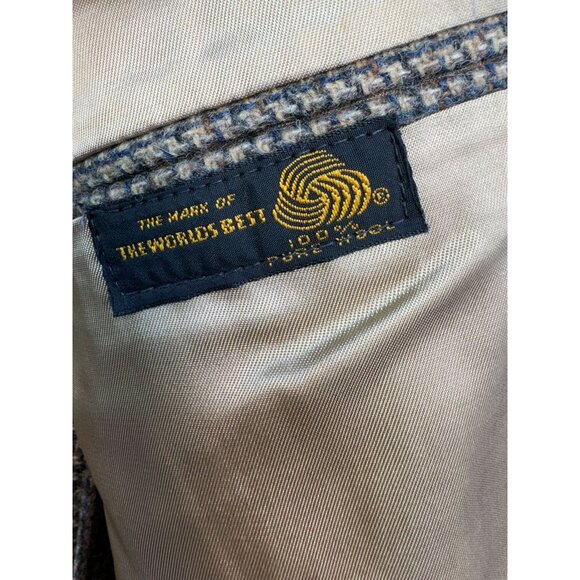 Gokeys Mens Wool Tweed Blazer Elbow Patches & Leather Buttons 42A Brown - Picture 4 of 16